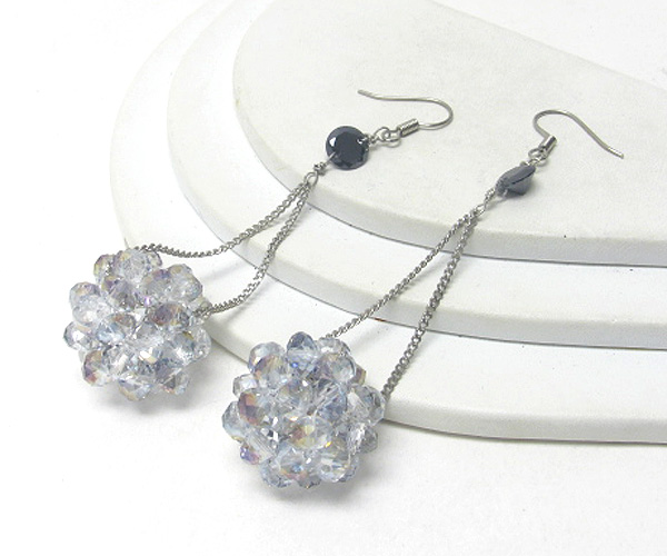 Multi glass bead ball drop earring