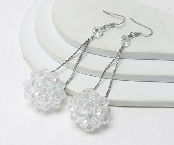 Multi glass bead ball drop earring