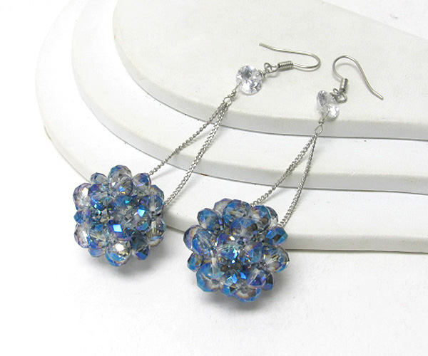 Multi glass bead ball drop earring