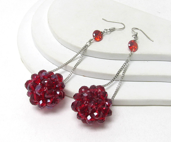 Multi glass bead ball drop earring