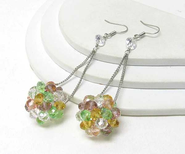 Multi glass bead ball drop earring