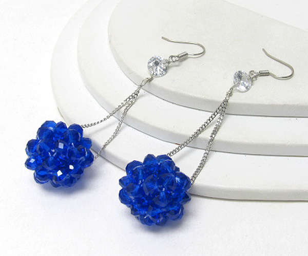 Multi glass bead ball drop earring