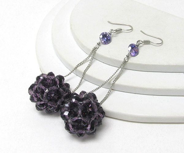 Multi glass bead ball drop earring