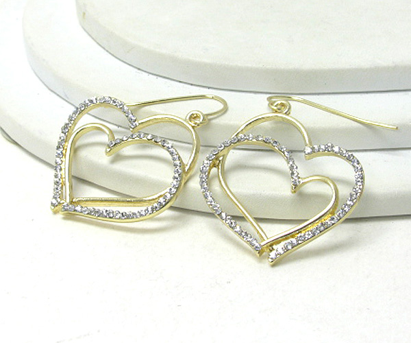 Crystal deco double heart earring