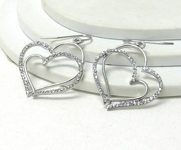 Crystal deco double heart earring