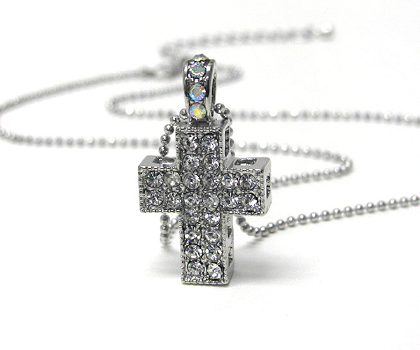 Crystal cross cube necklace