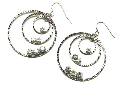 Three  wire hoop earring with crystal - hoops