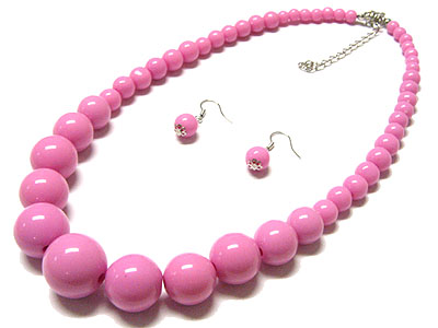 Gradual size acryl ball necklace and earring set - special price