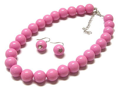 Acryl ball necklace  and earring set - special price