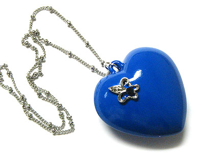 Acryl puffy heart neckalce - fleur de lis deco