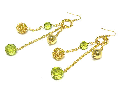 Glass and metal ball drop earring