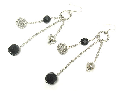 Glass and metal ball drop earring