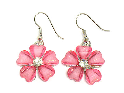 Crystal centered flower earring