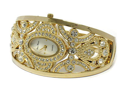 Crystal luxury deco bangle watch