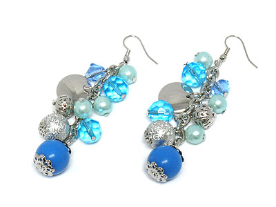 Multi chuncky beads cluster earring