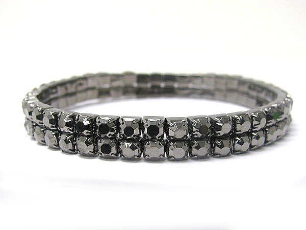 2 row hematite stone stretch bracelet