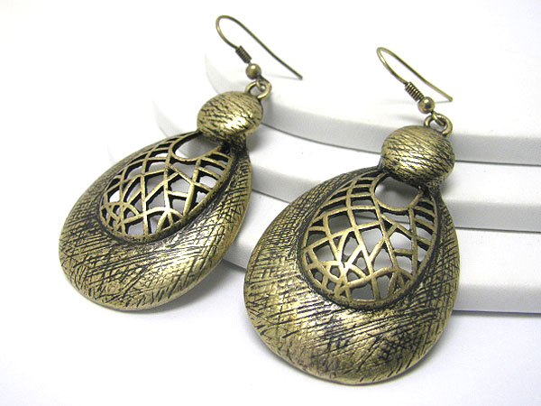 Burnish scratch metal hobo disk earring