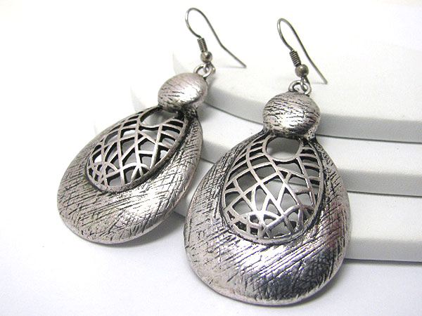 Burnish scratch metal hobo disk earring