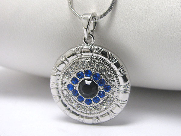 Made in korea whitegold plating crystal stud gurdian eye pendant necklace