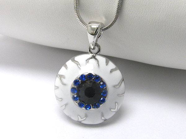 Made in korea whitegold plating crystal stud gurdian eye pendant necklace