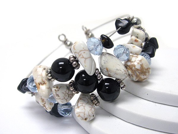 Natural stone shell and glass beads mixed stretch bracelet