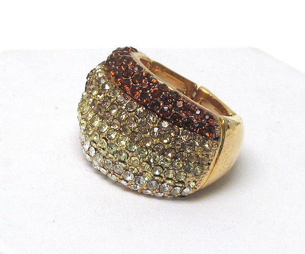 Four line crystal puffy stretch ring