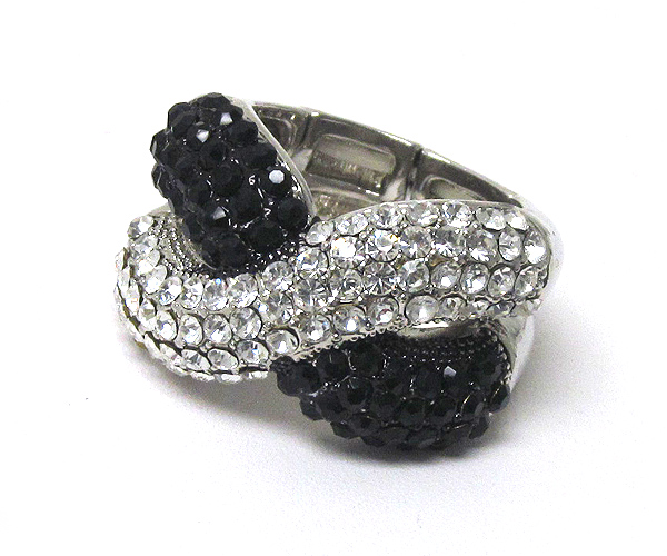 Crystal two twist line metal stretch ring