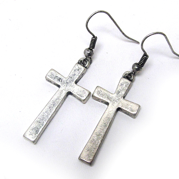 Metal scratch cross earring