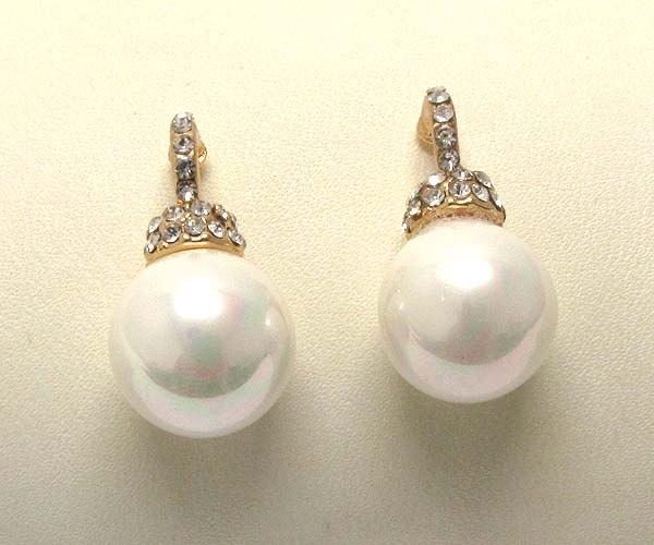 Crystal with pearl ball stud earring