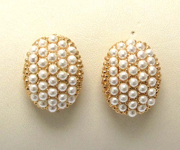 Multi small pearl oval stud earring