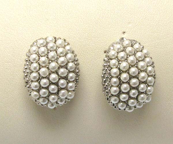 Multi small pearl oval stud earring