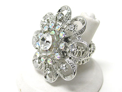 Crystal flower stretch ring