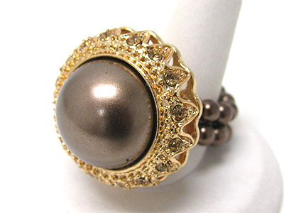 Crystal stud large glass ball stretch ring