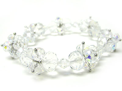 Crystal cut facet glass stretch bracelet