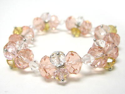 Crystal cut facet glass stretch bracelet