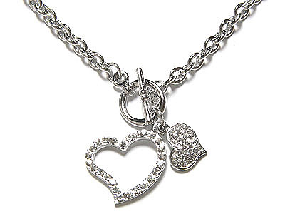 Double heart crystal necklace