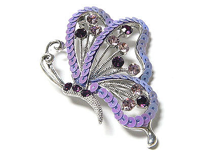 Crystal butterfly broach