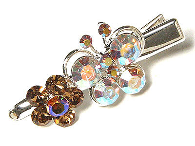 Crystal butterfly & flower hair pin