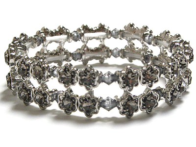 Double line star shape crystal stretch bracelet