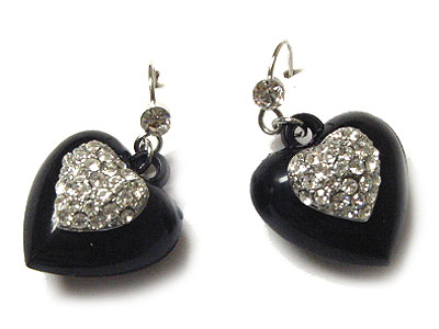 Crystal and acryl puffy heart earring