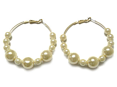 Pearl beads hoop earring - hoops