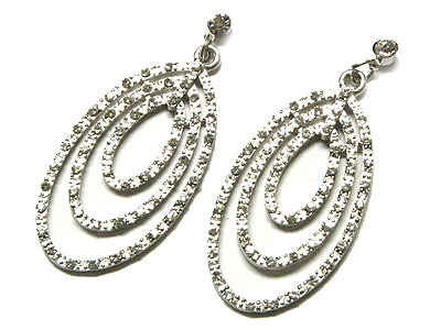 Triple crystal oval earring