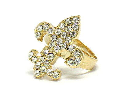 Crystal fluer de lis adjustable ring