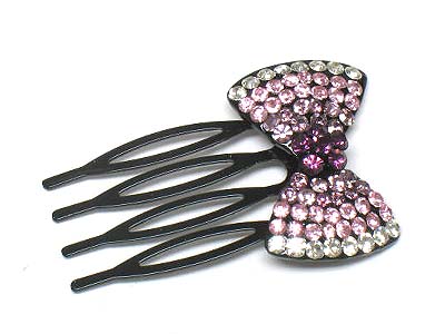 Crystal stud ribbon small hair comb