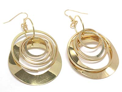 Multi size metal round ring drop earring