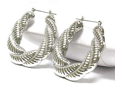 Twist metal round shape hoop earring - hoops