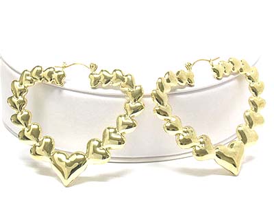 Metal multi heart link large heart shape earring 