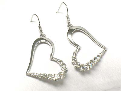 Crystal bubble heart frame drop earring 