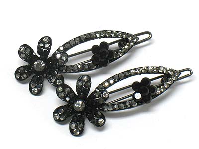 Crystal stud flower hair pin