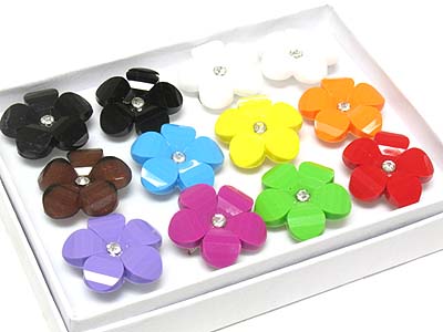 Dozen crystal stud color assorted flower patternd fashion ring mens jewelry